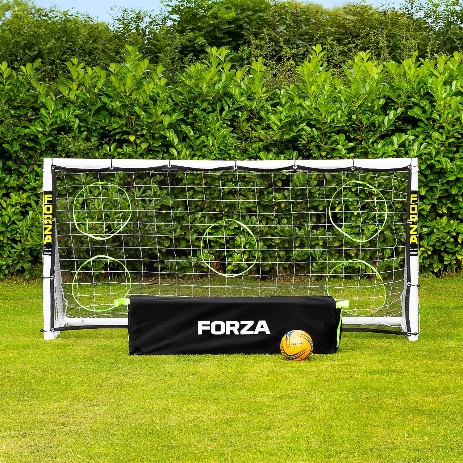 FORZA 8ft x 4ft Football Goal | Durable All Weather uPVC with Quick & Easy Assembly - Optional Target Sheet, Football & Carry Bag - Ideal for Home Gardens and Clubs