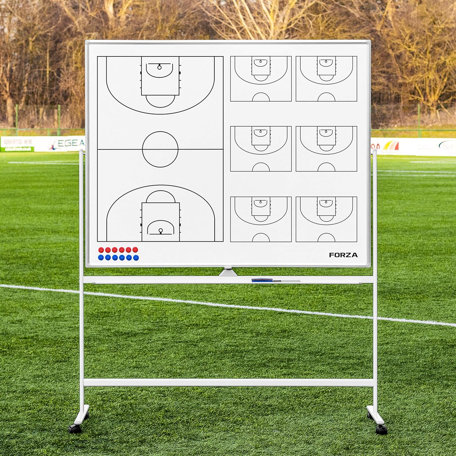 FORZA 150cm x 120cm Wheeled Sport Coaching Whiteboards | Double-Sided Design | 5 Sport Options