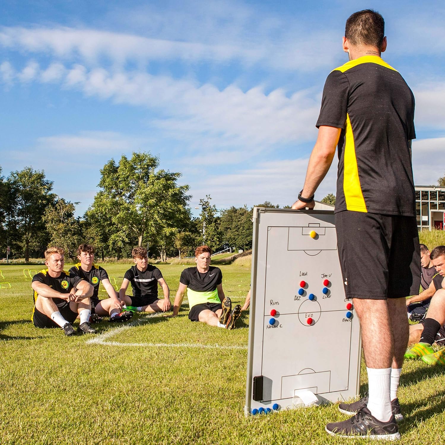 FORZA 90cm x 60cm Sport Coaching Board | 13 Sport Options | Double-Sided Dry Wipe Tactics Board – Includes Magnets, Pen & Eraser (Without Carry Bag, Football)