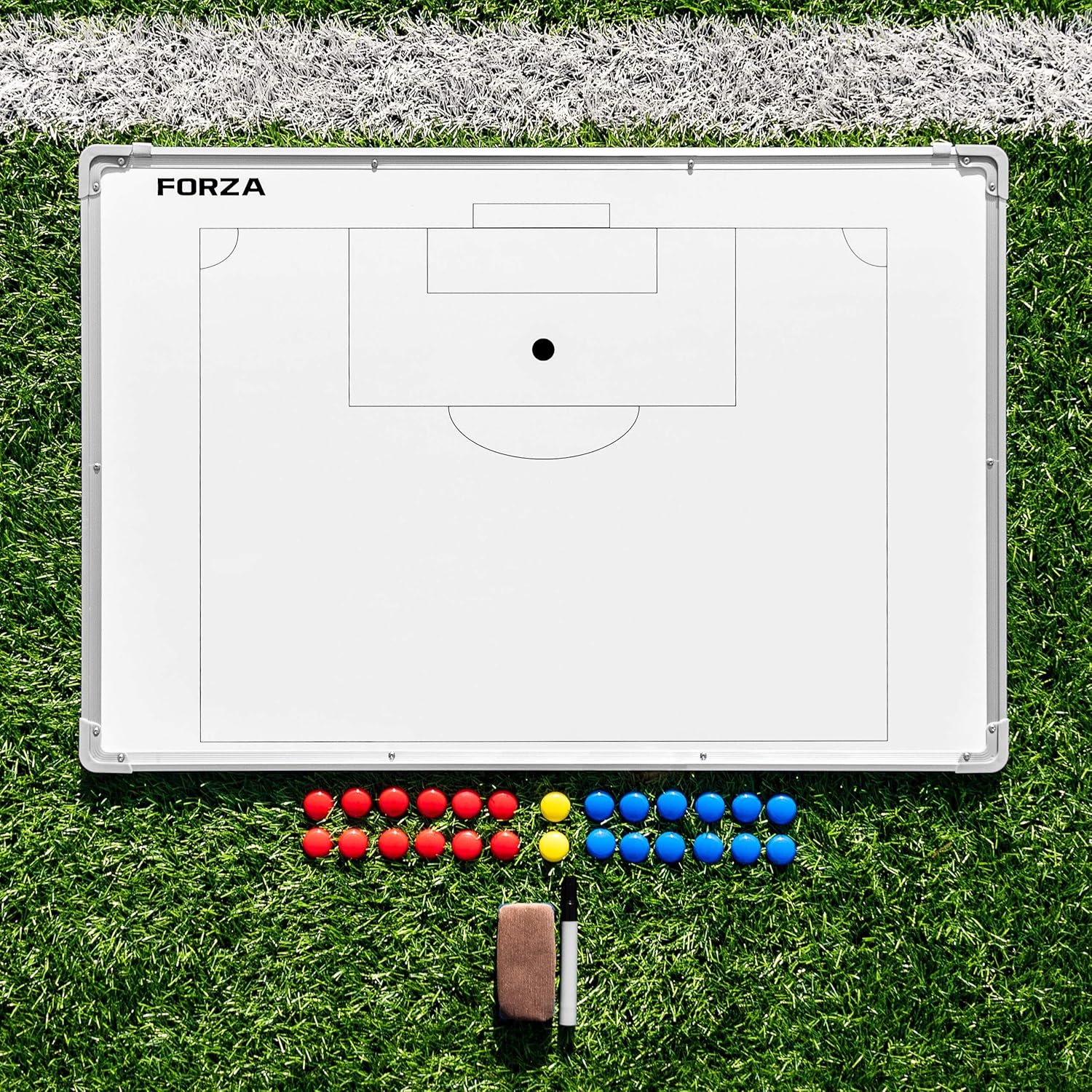 FORZA 90cm x 60cm Sport Coaching Board | 13 Sport Options | Double-Sided Dry Wipe Tactics Board – Includes Magnets, Pen & Eraser (Without Carry Bag, Football)